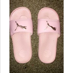 Light pink puma slides